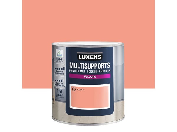 Peinture velours mur, boiserie et radiateur, LUXENS Flush 5, rose, 0.5 litre