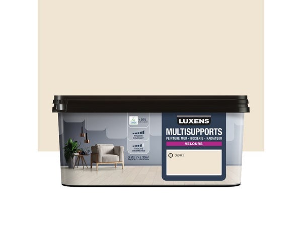 Peinture velours mur, boiserie et radiateur, LUXENS Cream 2, blanc, 2.5 litres
