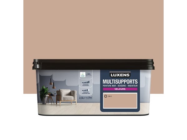 Peinture velours mur, boiserie et radiateur, LUXENS Eva 3, brun, 2.5 litres