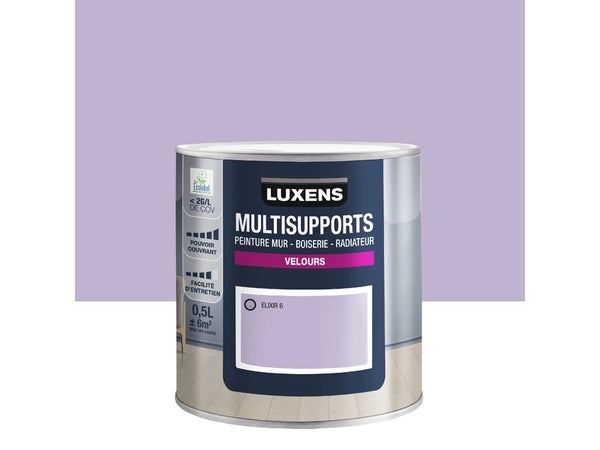Peinture velours mur, boiserie et radiateur, LUXENS Elixir 6, violet, 0.5 litre