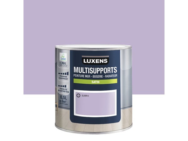 Peinture satiné mur, boiserie et radiateur LUXENS Elixir 6, violet, 0.5 litre