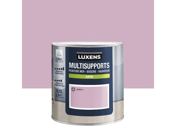 Peinture satiné mur, boiserie et radiateur, LUXENS Berry 6, violet, 0.5 litre