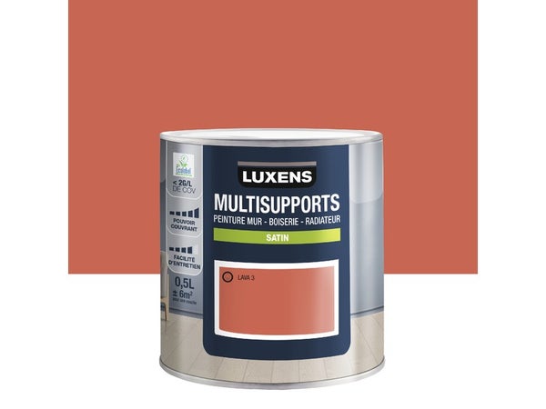Peinture satiné mur, boiserie et radiateur, LUXENS Lava 3, orange, 0.5 litre