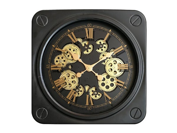 Horloge mécanisme carré EMDE noir l.45 x H.45 cm