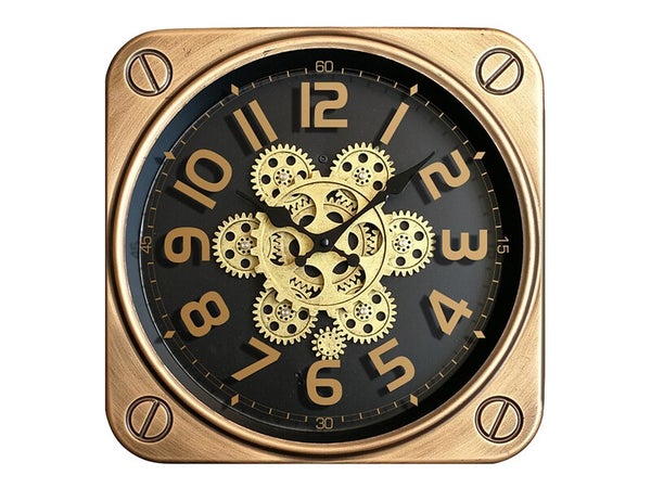 Horloge mécanisme carré EMDE doré l.35 x H.35 cm