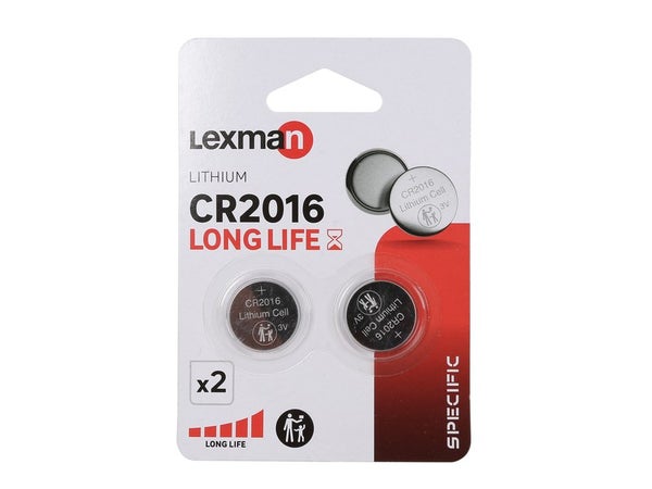 Lot de 2 piles bouton lithium cr2016, LEXMAN