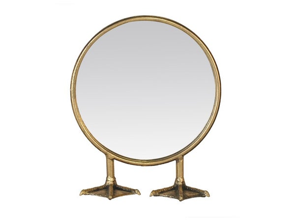 Miroir rond Pied de canard doré diam.25 cm EMDE