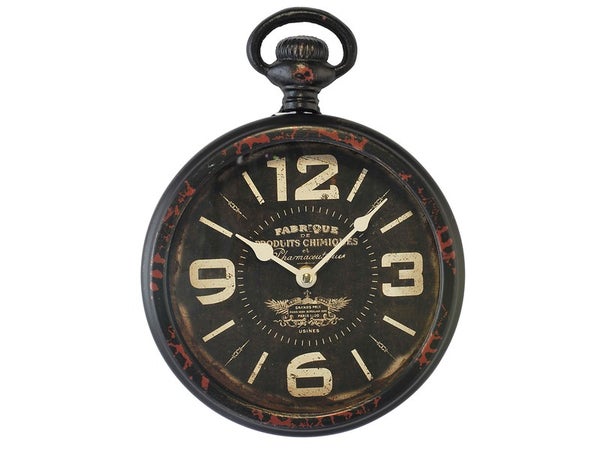 Horloge en métal, l.22 x 28 cm, noir