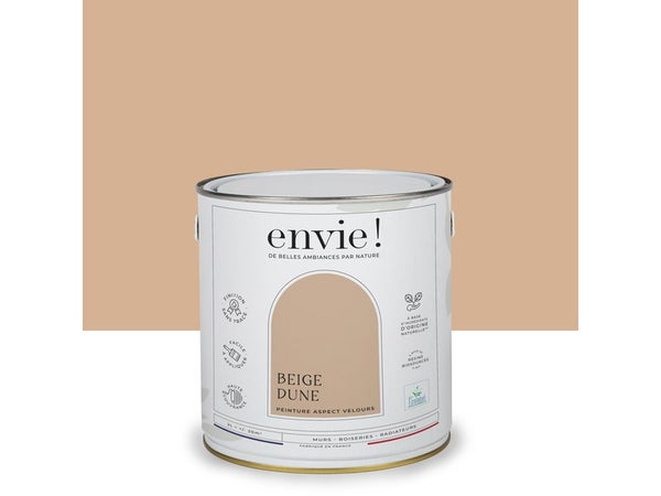 Peinture aspect velours murs, boiseries et radiateurs, biosourcée, ENVIE, beige dune, 2 litres