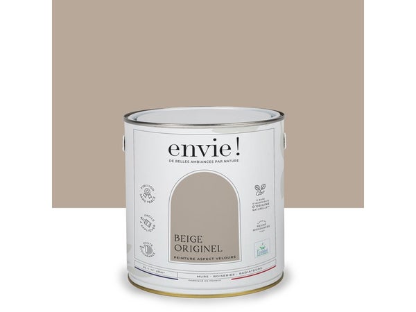 Peinture aspect velours murs, boiseries et radiateurs, biosourcée, ENVIE, beige originel, 2 litres