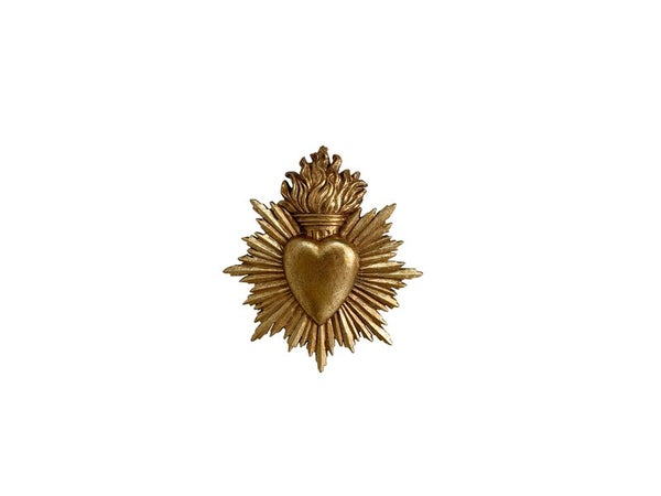Objet décoratif résine Exvoto coeur soleil l.15 x H.17 cm, EMDE