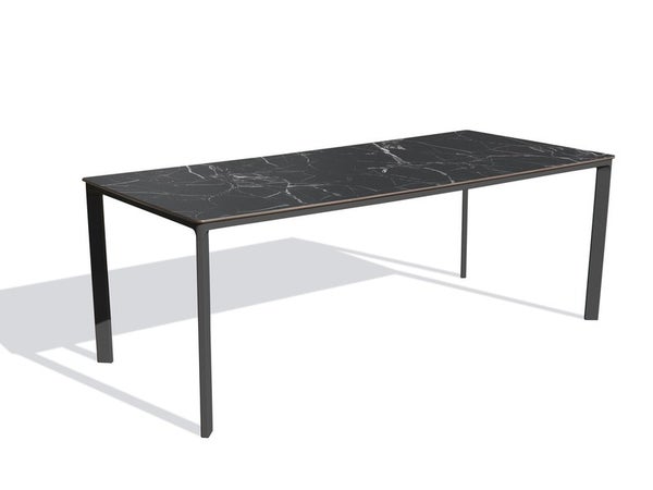 Table de jardin MEET (200x90 cm), aluminium laque et Epoxy, marbre noir