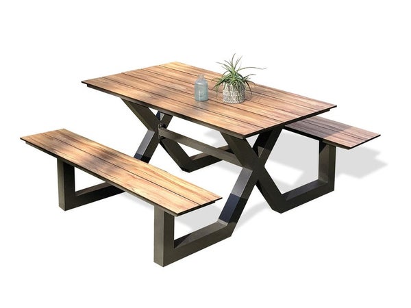 Table de jardin avec bancs VANCOUVER 150x164 cm, aluminium , gris anthracite