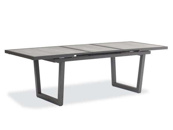 Table de jardin OLHOS 191/251x95 cm ,aluminium et céramique gris