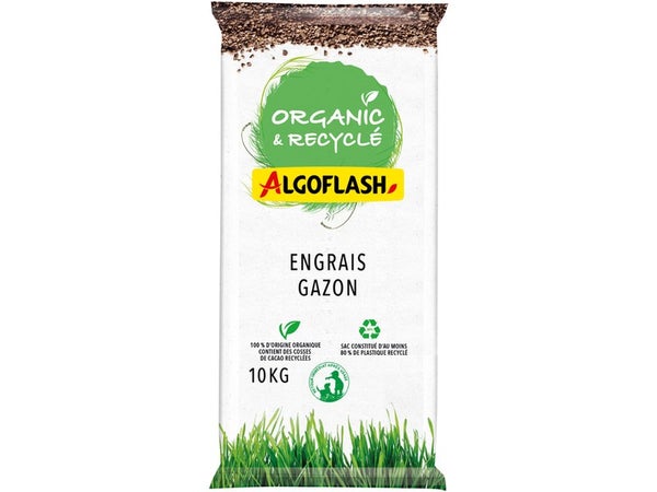 Engrais gazon 100% végétal ALGOFLASH, 10 kg