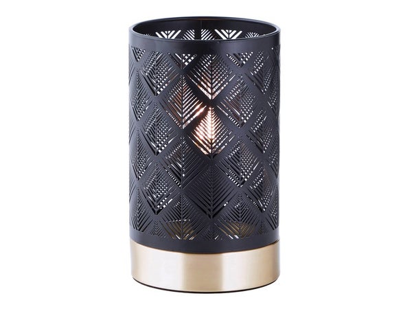 Lampe métal chic, INSPIRE Galati, H.19cm, noir/laiton