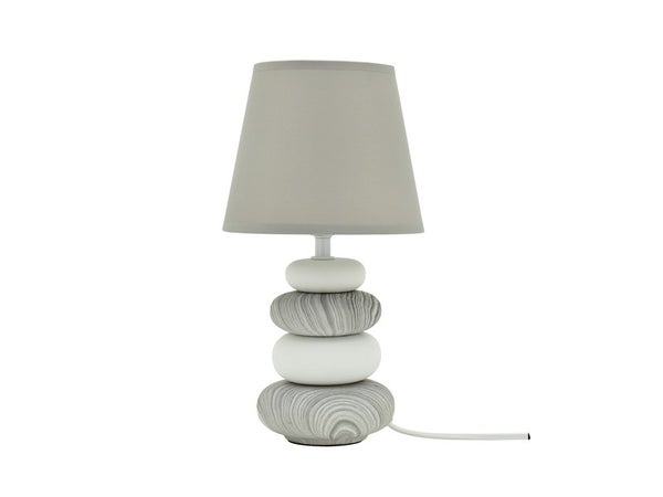 Lampe e14 charme céramique gris, INSPIRE Navala, H.36cm