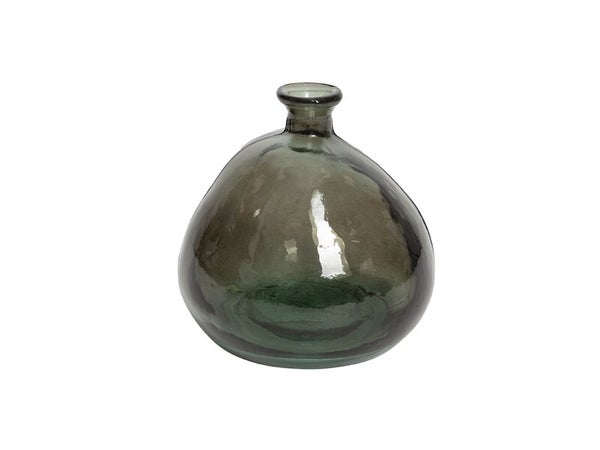 Vase verre transparent noir, 18 x 18 cm