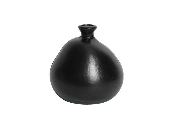 Vase verre noir mat, 18 x 18 cm