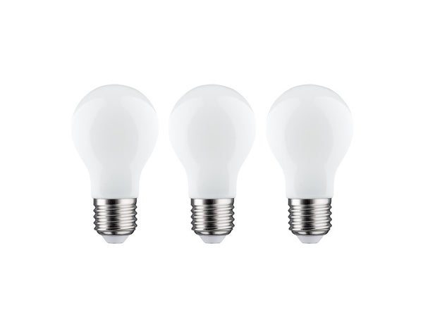 Lot de 3 ampoules led E27, 806Lm = 60W, classe énergétique A, blanc chaud, LEXMAN
