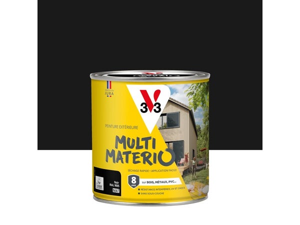 Peinture extérieure bois, fer, plastique V33 noir mat 0.5L