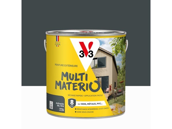 Peinture extérieure bois, fer, plastique V33 anthracite mat 2L