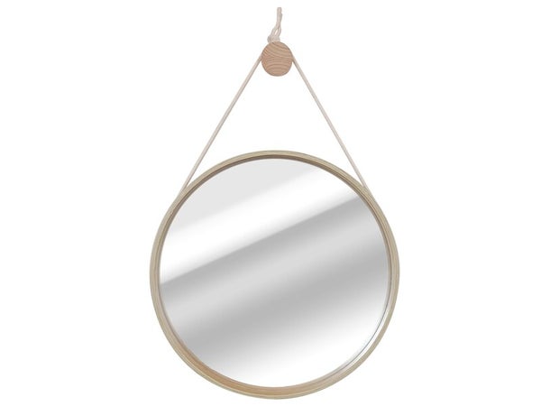 Miroir rond en bois de chêne Nordik Cord, INSPIRE, diam. 57.5 cm