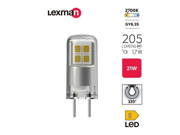 Ampoule dispositif led monte en surface (smd), LEXMAN, GY6.35, 205Lm = 1.7W