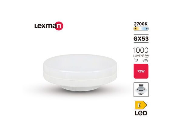 Ampoule dispositif led monté en surface (smd)  GX53, 1000Lm = 9W, LEXMAN