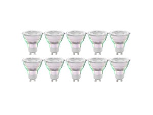 Lot de 10 ampoules led réflecteur GU10, 450lm = 50W, blanc chaud, LEXMAN