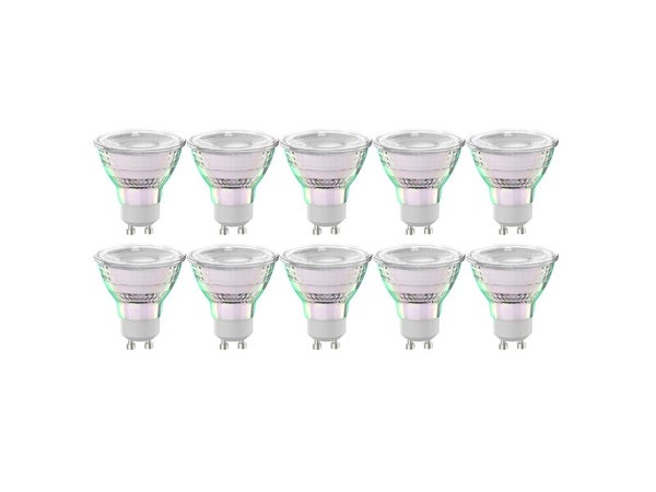 Lot de 10 ampoules led réflecteur GU10, 450lm = 50W, blanc chaud, LEXMAN