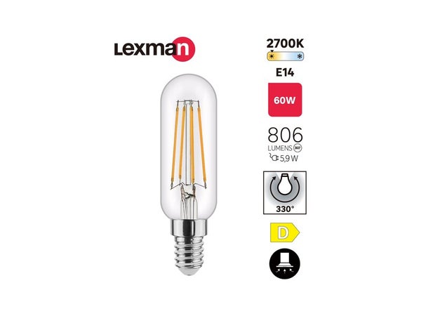 Ampoule led à filament  E14, 806Lm = 5.9W, LEXMAN