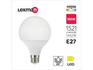 Ampoule led, globe 95mm, E27, 1521lm = 100W, blanc neutre, LEXMAN