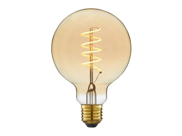 Ampoule led déco, fil spirale, globe 95mm, E27, 400lm, blanc très chaud, LEXMAN