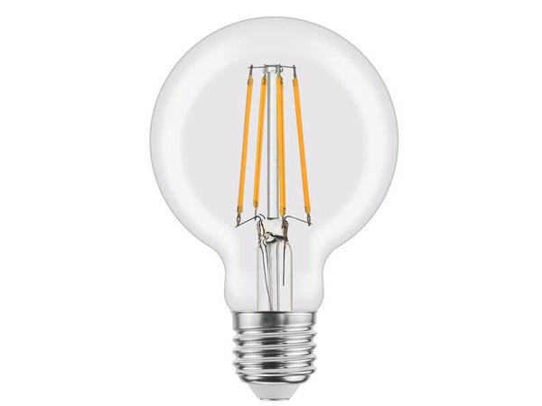 Ampoule led à filament, globe 80mm, E27, 470lm = 40W, blanc chaud, LEXMAN