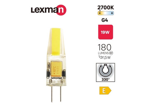 Ampoule led, capsule G4, 180lm = 19W, blanc chaud, LEXMAN