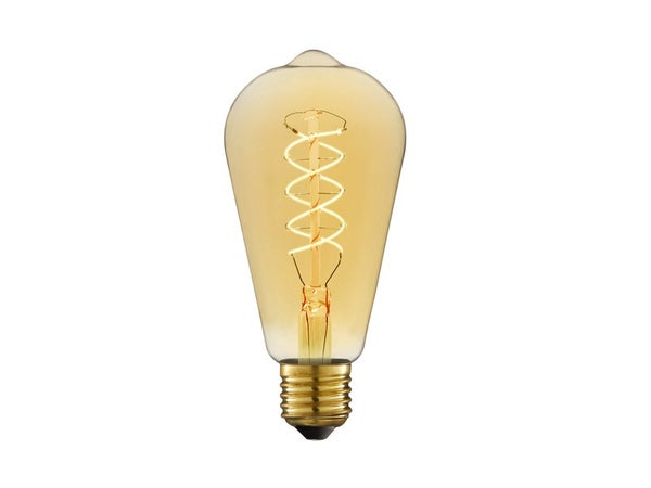 Ampoule led déco, filament carbone, Edison, E27, 500lm, blanc chaud, LEXMAN