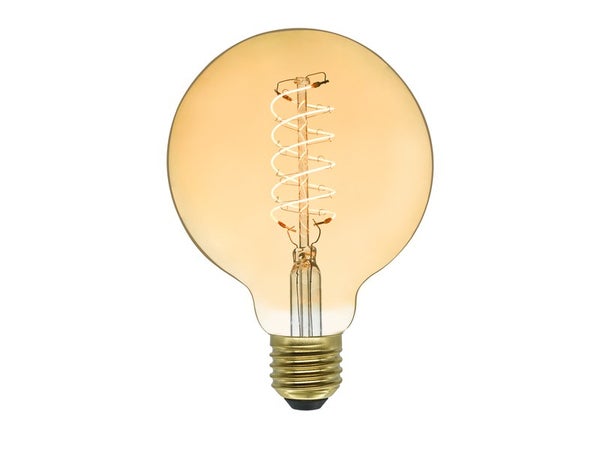 Ampoule led déco, filament carbone, globe 95mm, E27, 500lm, blanc chaud, LEXMAN