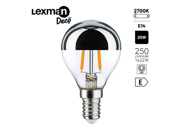 Ampoule led décorative, sphérique, E14, 250lm = 25W, blanc chaud, LEXMAN