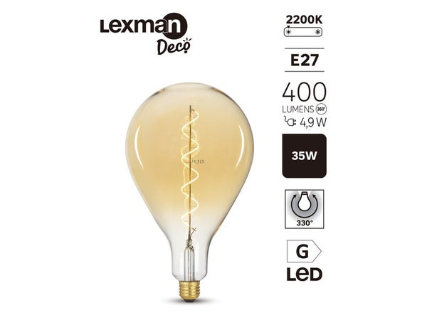 Ampoule led décorative XL, E27, 400lm = 35W, blanc très chaud, LEXMAN