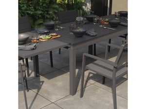 Table de jardin en aluminium rectangulaire 8 personnes Lyra II, gris anthracite, NATERIAL