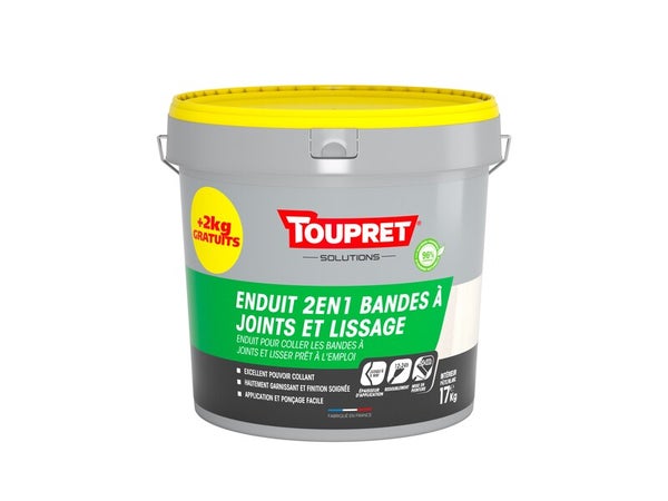 Enduit pour bande à joint en pâte TOUPRET 15kg+2kg gratuit