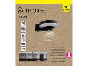 Applique exterieur solaire telde detection 1000 lumens noir inspire