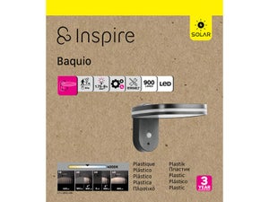 Applique exterieur solaire baquio detection 900 lumens noir inspire