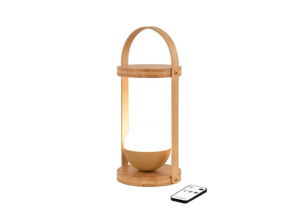 Lampe extérieur Lisala, rechargeable usb, 1300 lumens, intensité variable, bambou, INSPIRE