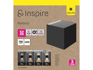 Applique exterieur solaire roxbury detection 700 lumens noir inspire