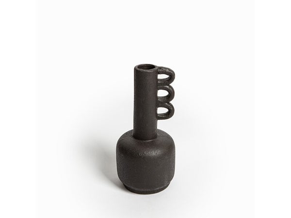 Vase en céramique, Terra, diam.12 x H.25 cm, noir