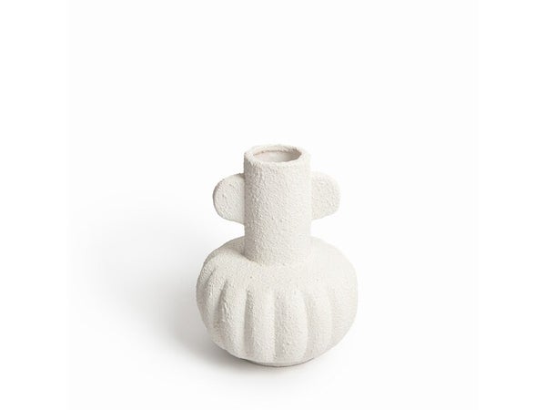 Vase en céramique, diam.15 x H.19 cm, blanc