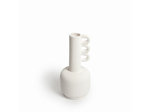 Vase en céramique, Terra, diam.12 x H.25 cm, blanc