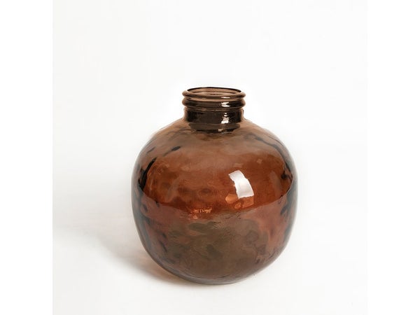 Vase en verre recyclé, OXANE, diam.32 x H.35 cm, brun